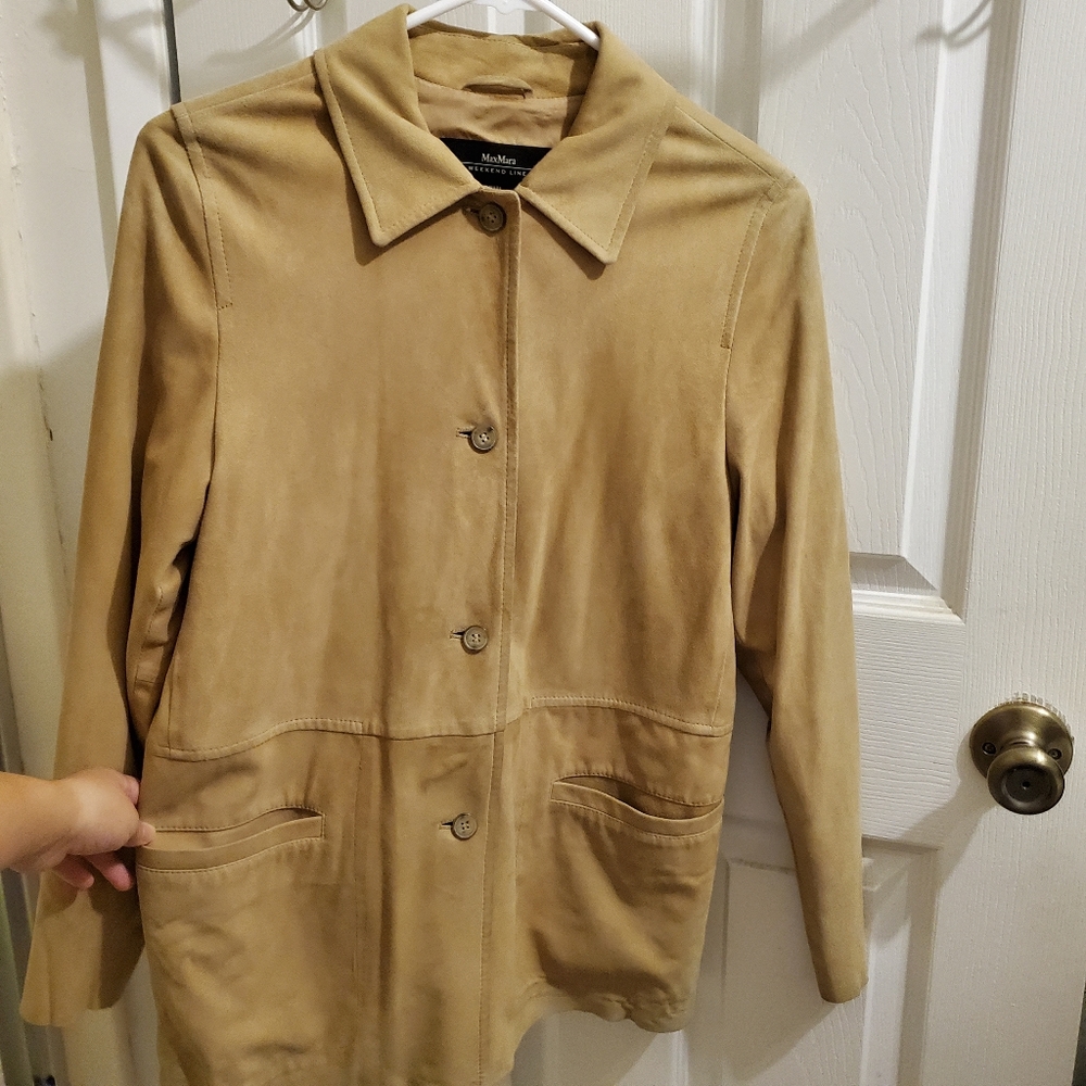 Maxmara weekend tan suede jacket sz 2 - Picture 11 of 16